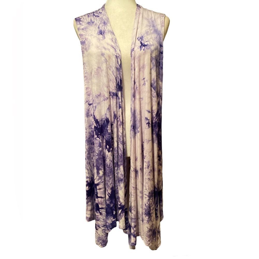 Meaveor Purple & White Tie Dye Vest Size XL